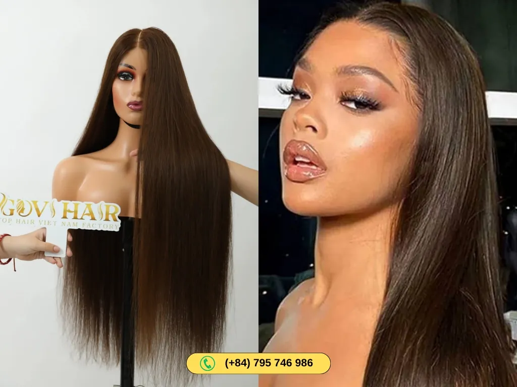 Straight Human Hair Closure Wig 4x4 HD Lace 22 Inch 180% Density #2 Color 8 Closure Wigs Human Hair #2 Color Natural Looking Vietnamese Hair