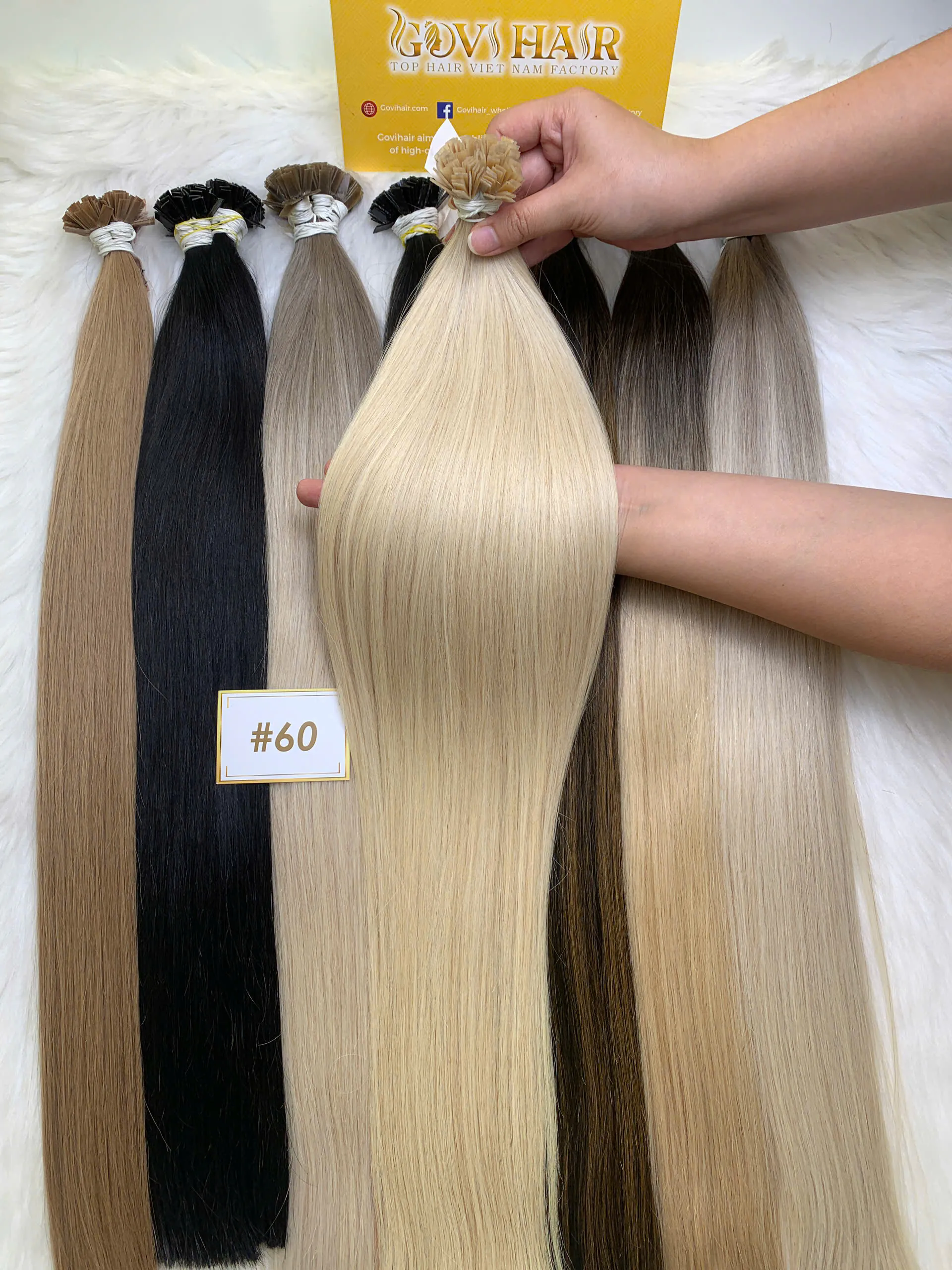 20 Inch Straight #60 Blonde Flat Tip Hair Extensions