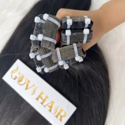 22 Inch Straight #1 Jet Black Color Seamless Tape In Hair Extensions 7 #1 Black Color Seamless Tape In Hair Extensions