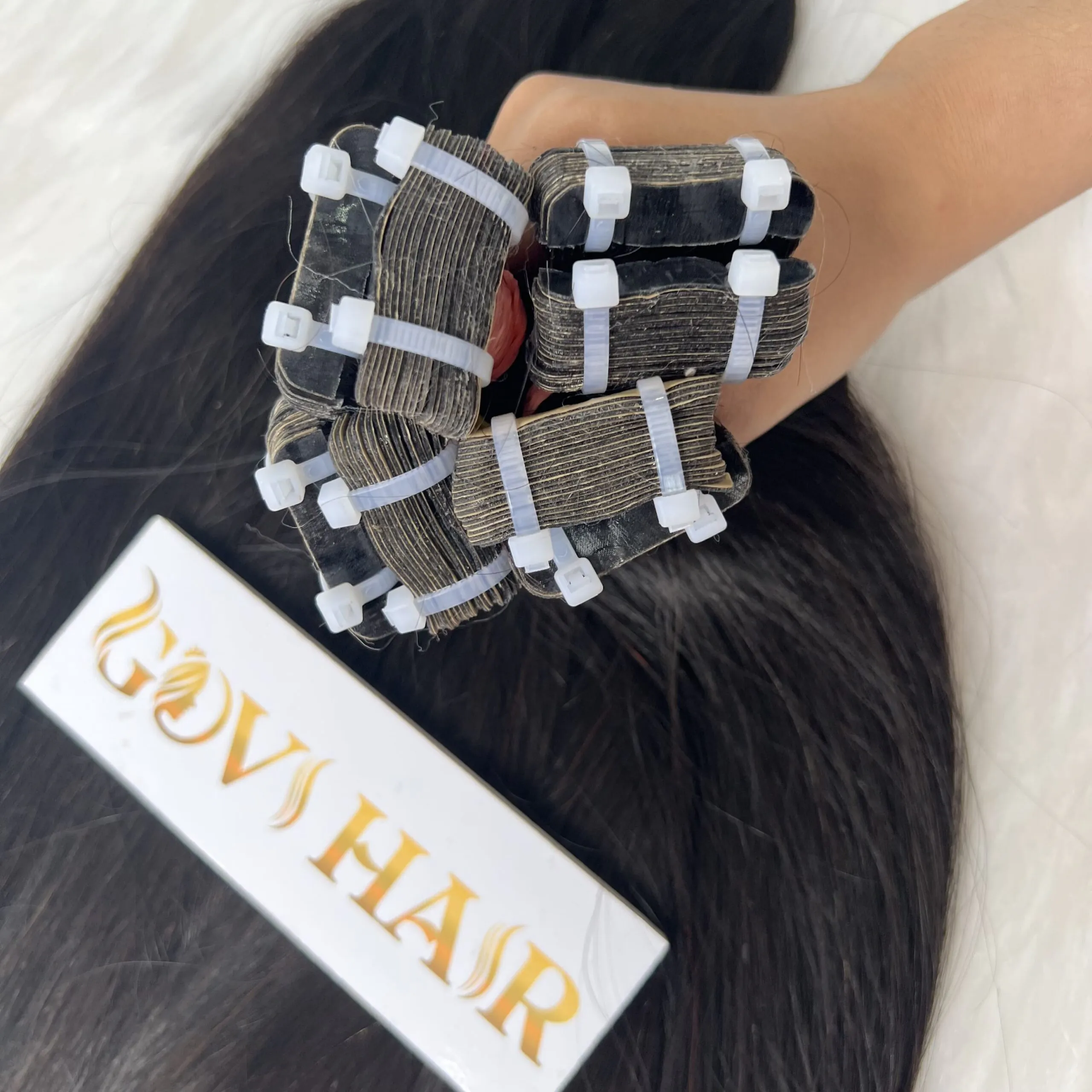 22 Inch Straight #1 Jet Black Color Seamless Tape In Hair Extensions 3 #1 Black Color Seamless Tape In Hair Extensions