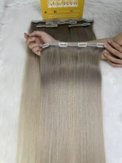 24 Inch Straight Ombre Ash Blonde Color Clip In Hair Extensions