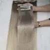 24 Inch Straight Ombre Ash Blonde Color Clip In Hair Extensions 100% Human Hair
