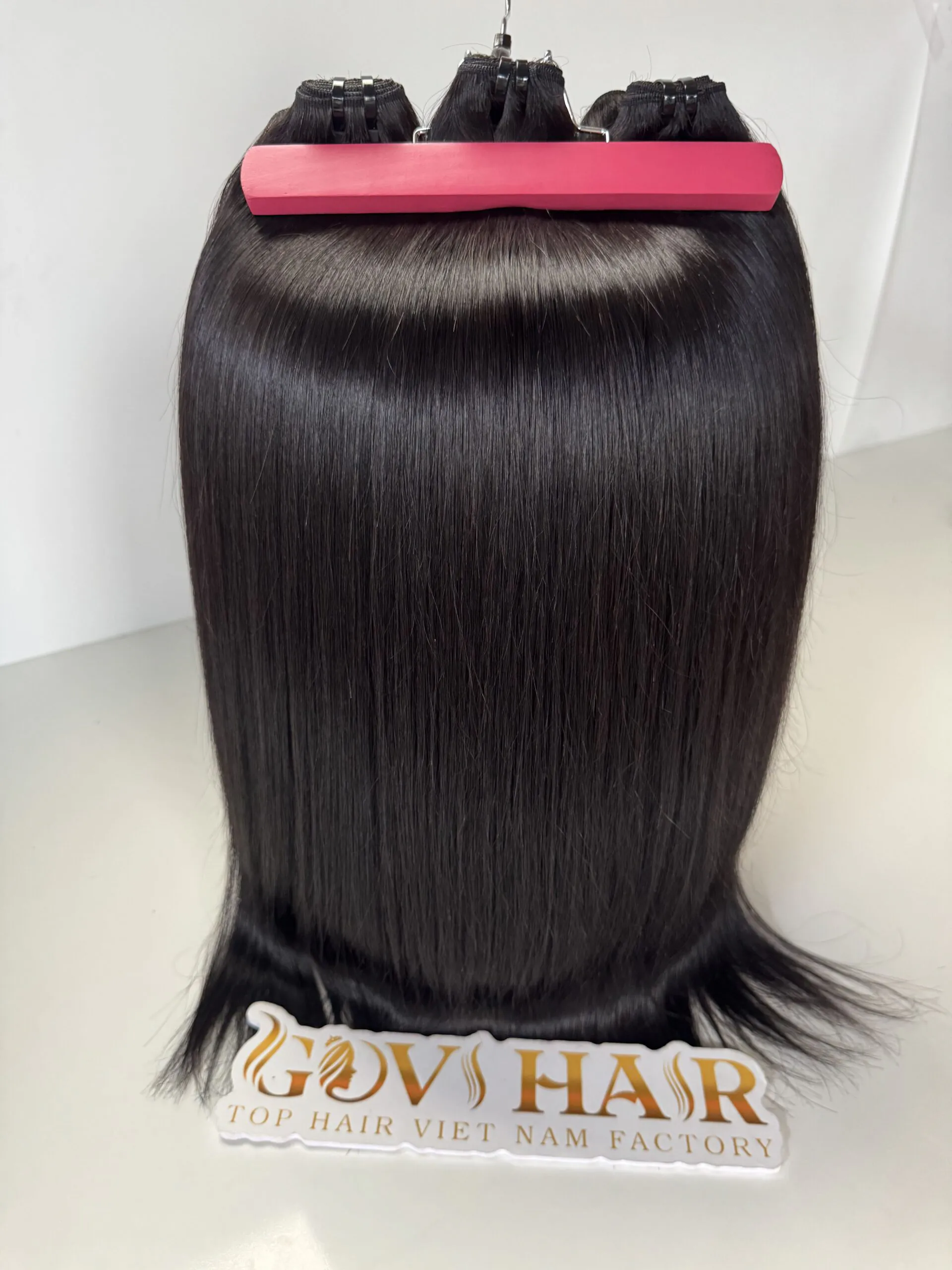 26 Inch #1B Natural Black Bone Straight Machine Weft Hair Extensions