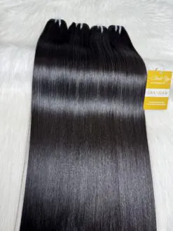 26 Inch #1B Natural Black Bone Straight Machine Weft Hair Extensions