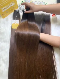 26 Inch Ombre Dark Brown Bone Straight Machine Weft Hair Extensions
