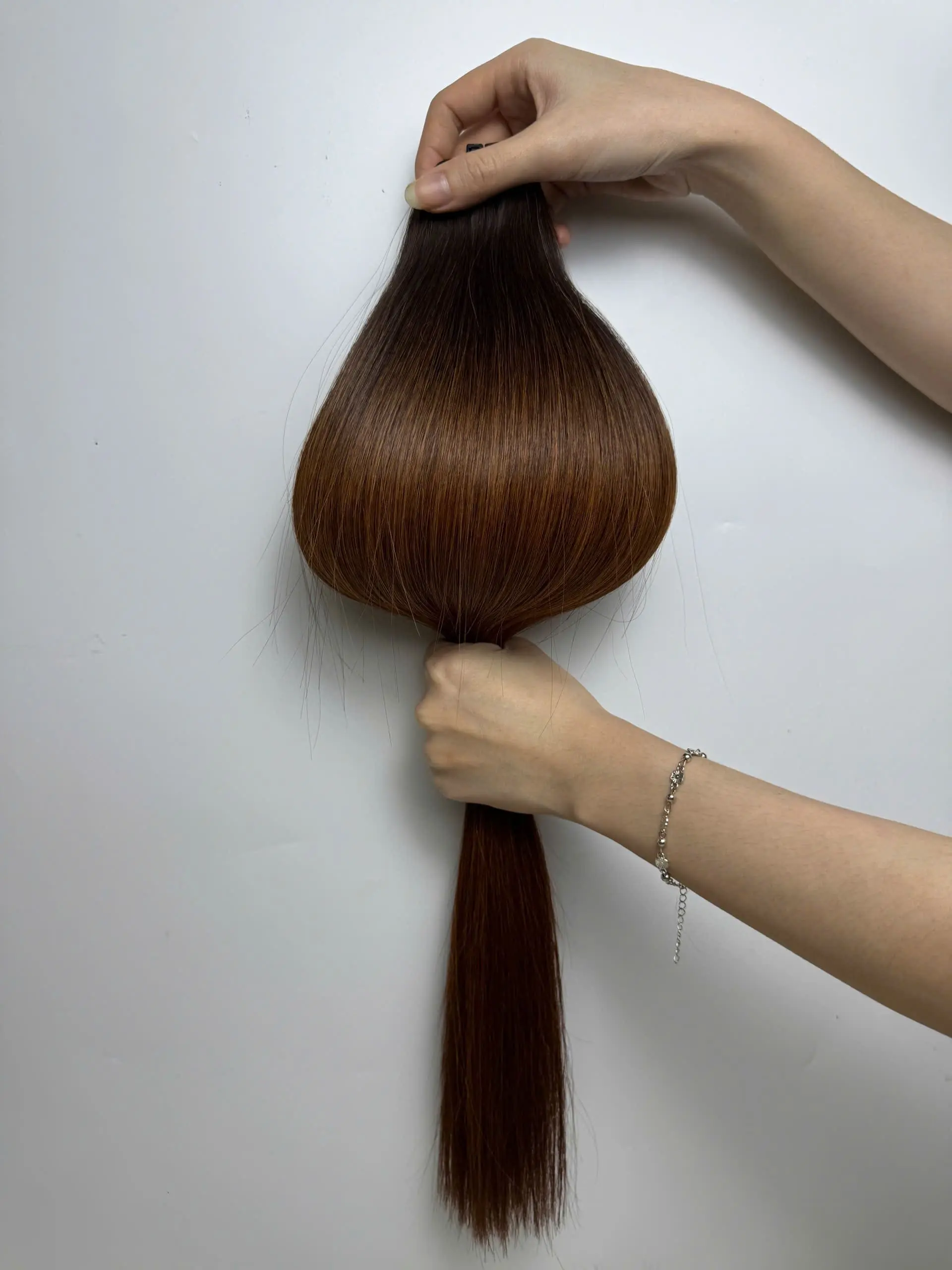 Ombre Dark Brown Bone Straight Machine Weft Hair Extensions