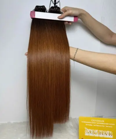 Ombre Dark Brown Bone Straight Machine Weft Hair Extensions