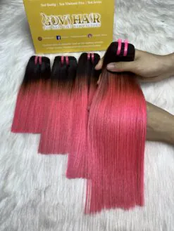 26 Inch Ombre Pink Bone Straight Machine Weft Hair Extensions