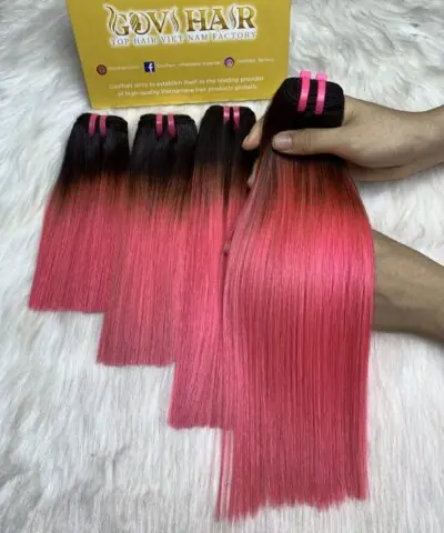 26 Inch Ombre Pink Bone Straight Machine Weft Hair Extensions