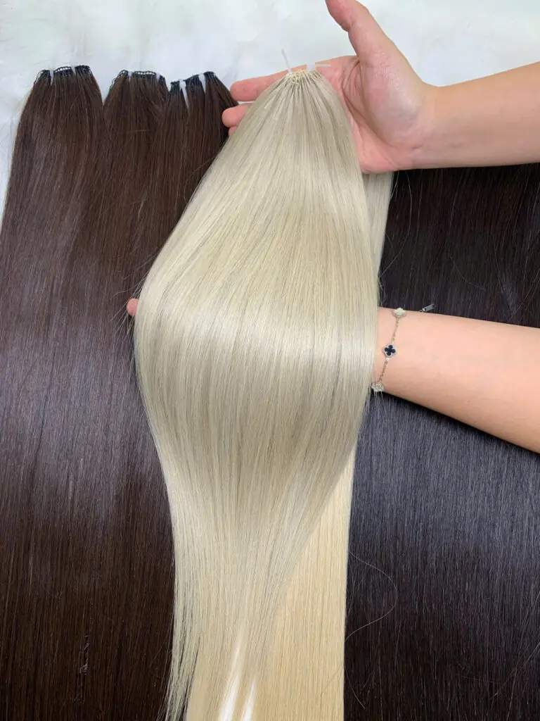 9D Feather Hair Extensions Blonde Color Raw Vietnamese Hair