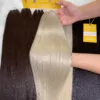 20 Inch Straight Platinum Blonde Color Feather Weft Hair Extensions 100% Human Hair 10 Feather Line Hair Extensions Blonde Color Raw Vietnamese Hair