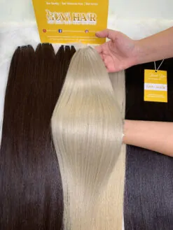 Feather Line Hair Extensions Blonde Color Raw Vietnamese Hair