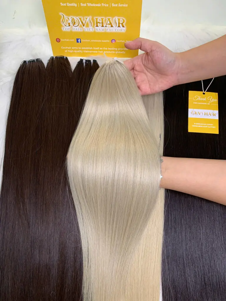 9D Feather Hair Extensions Blonde Color Raw Vietnamese Hair