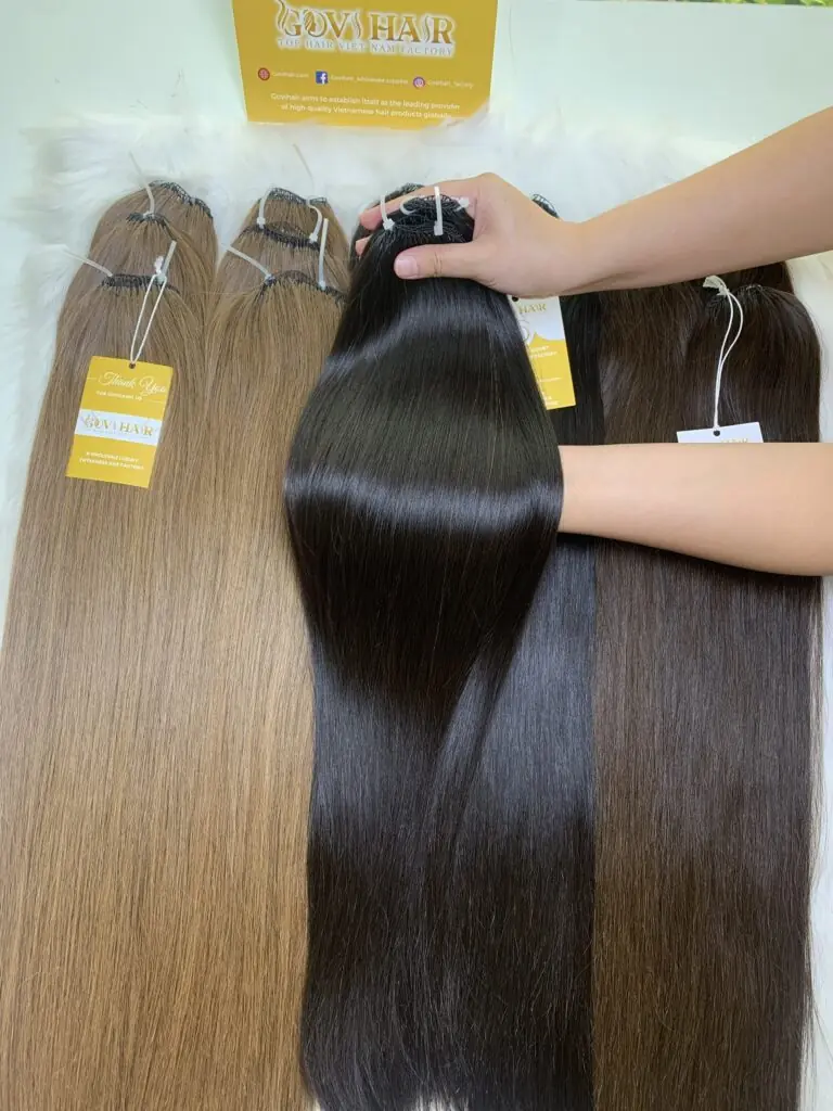 Feather Weft Hair Extensions Natural Color Raw Vietnam Hair