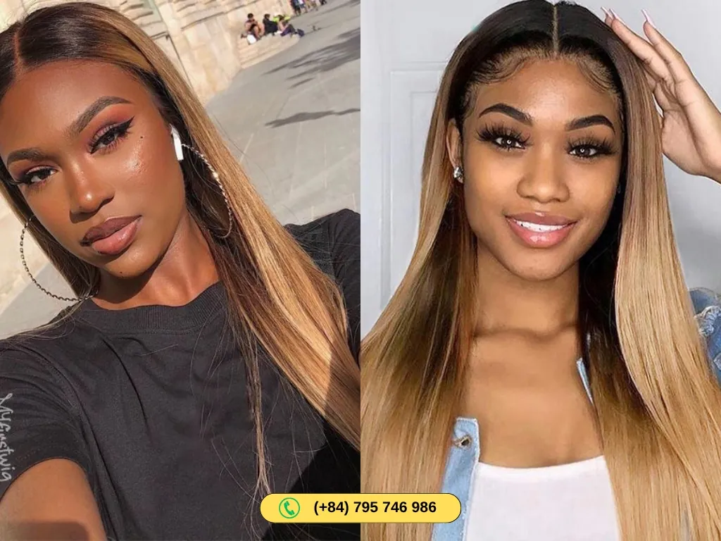 Ombre-color human hair closure wigs suit most women