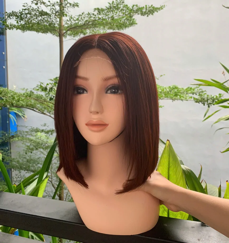 Bob Wigs Made From 100% Vietnamese Hair Brown Red Color