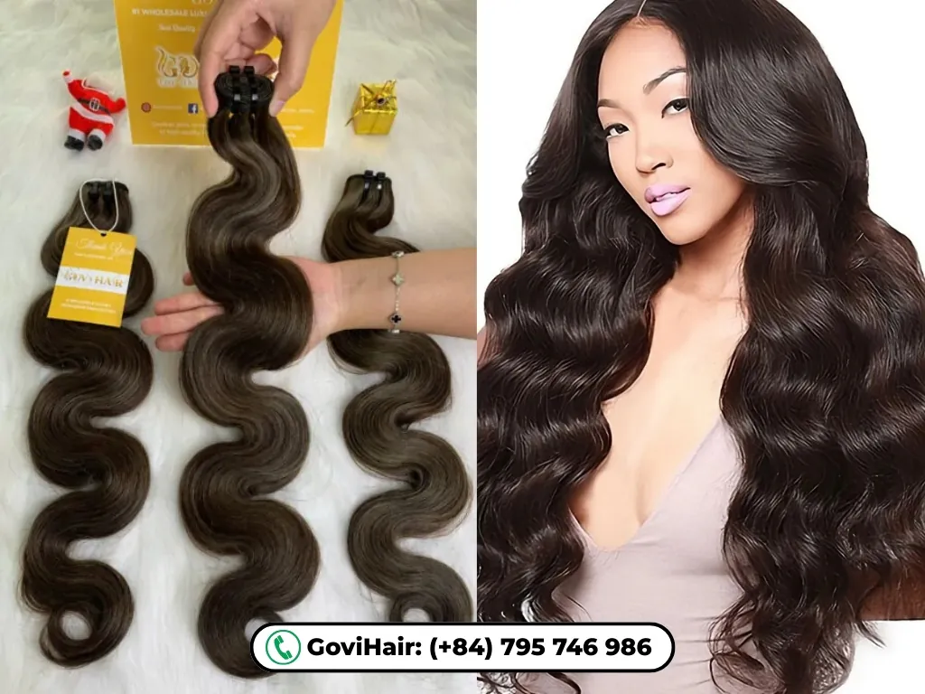 Machine Weft Hair is created by sewing hair into durable, long wefts