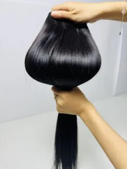 Bone Straight Machine Weft Hair Extensions 22 Inch #1 Jet Black Color for Beauty Salons 8 Bone Straight Machine Weft Hair Extensions 22 Inch #1 Jet Black Color