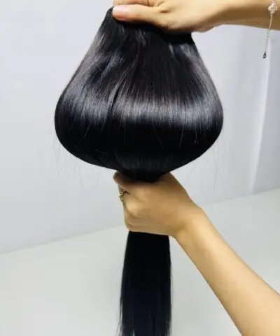Bone Straight Machine Weft Hair Extensions 22 Inch #1 Jet Black Color