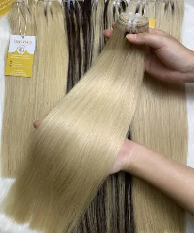 Bone Straight Machine Weft Hair Extensions 24 Inch #60 Blonde Color