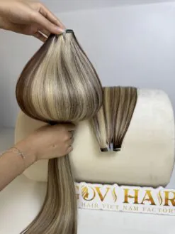 Bone Straight Machine Weft Hair Extensions 26 Inch Mix Piano Blonde