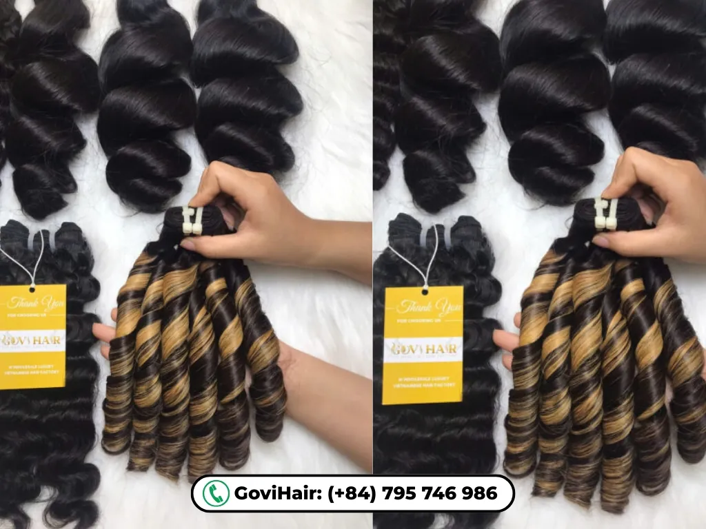 Bouncy Curly Machine Weft Hair Extensions Mix Piano Color are stronger, tangle-free