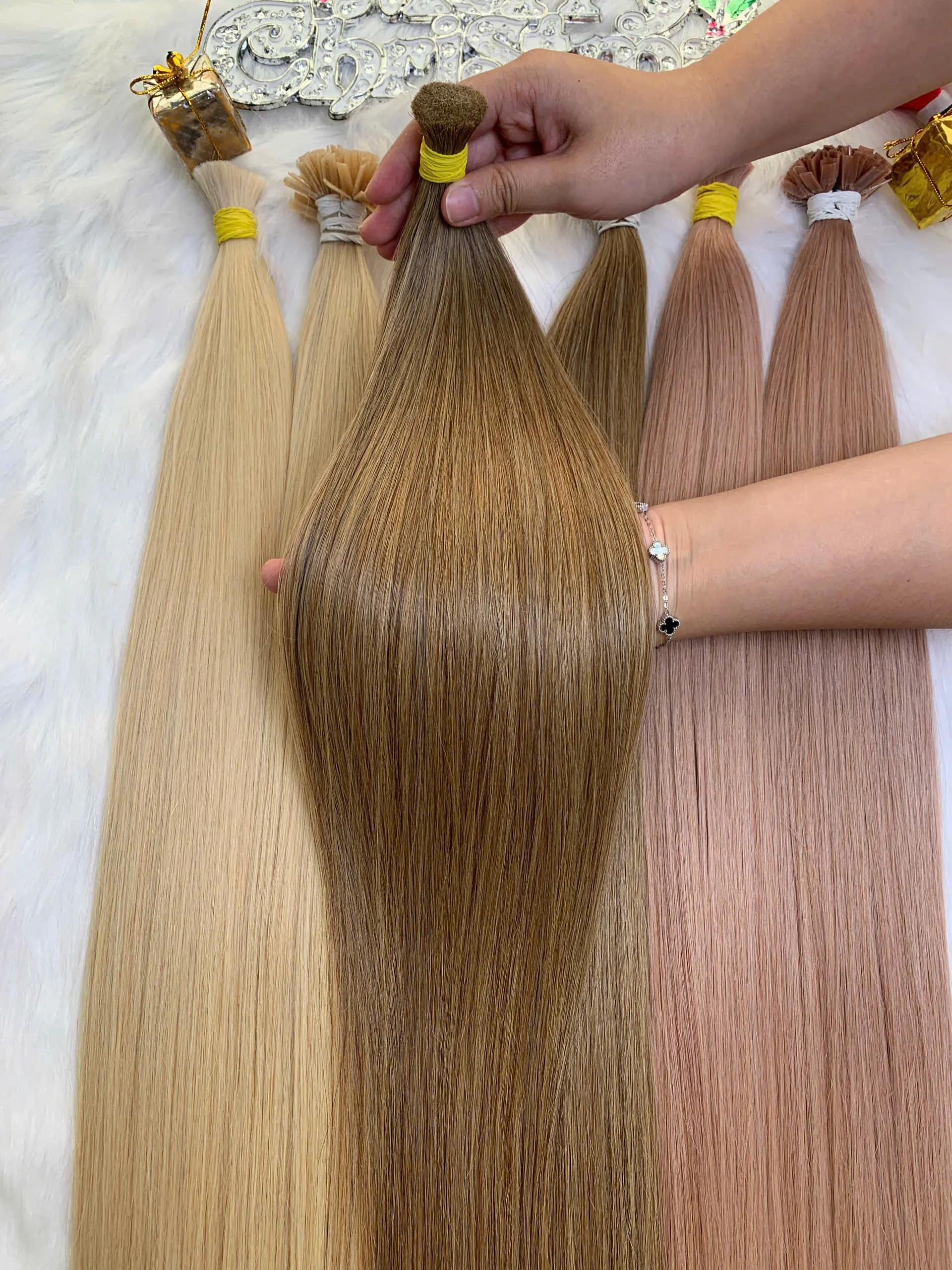 Straight Bulk Human Hair for Braiding 24 Inch #16C Cool Beige Blonde Color 2 Bulk Hair #16c Color Vietnamese Hair Extensions