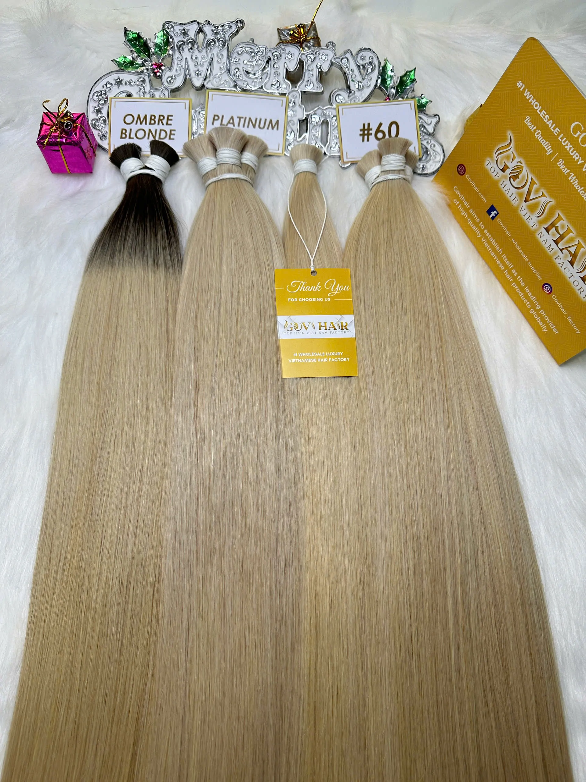 Straight Bulk Human Hair for Braiding #60 Color Raw Hair 4 Bulk Hair #60 Color Vietnamese Hair Extensions