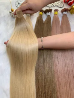 Straight Bulk Human Hair for Braiding 10c Color 5 Bulk Hair Blonde Color Vietnamese Hair Extensions
