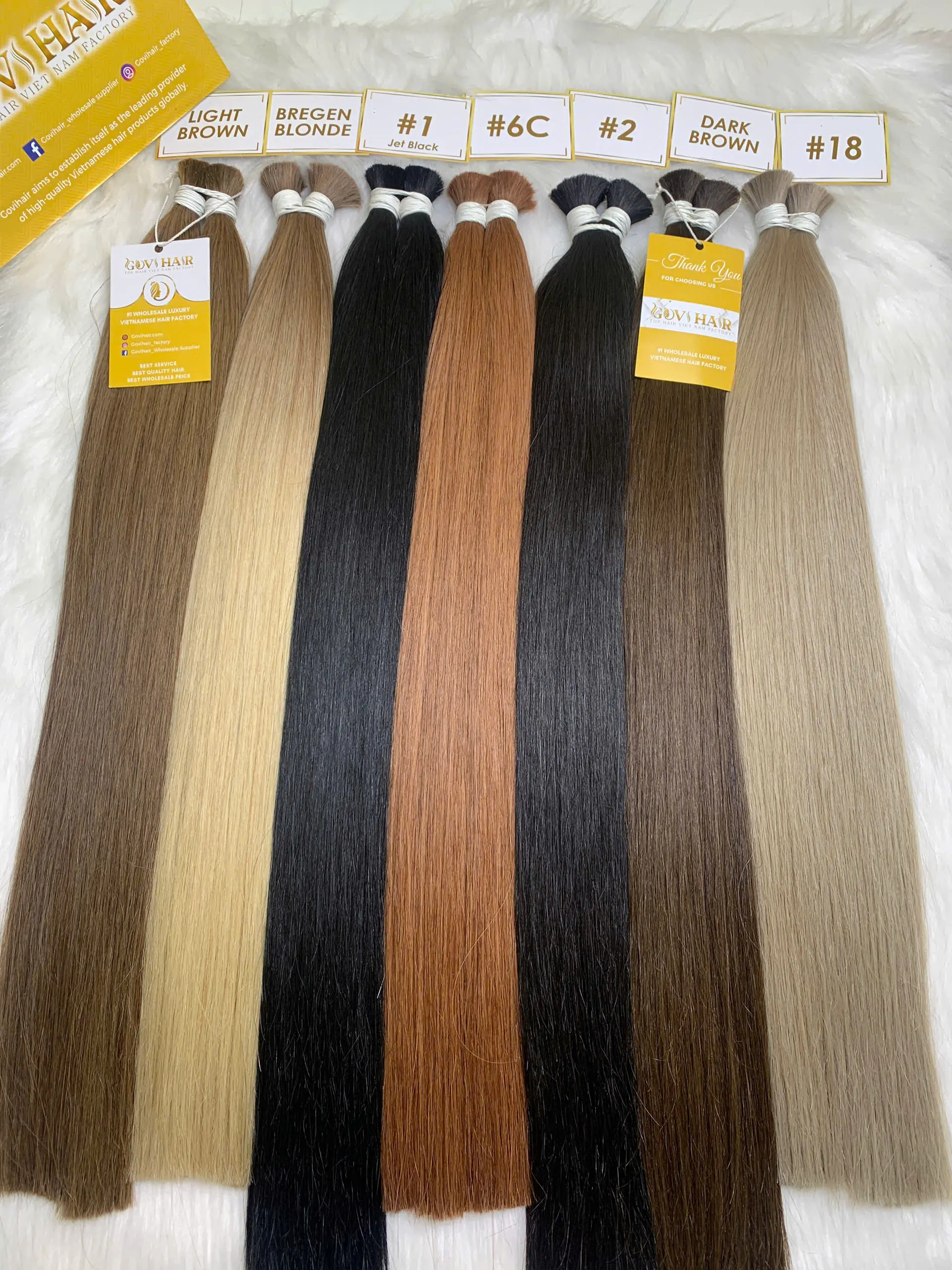 Bulk Hair Extensions #18 Color Premium Vietnamese Hair