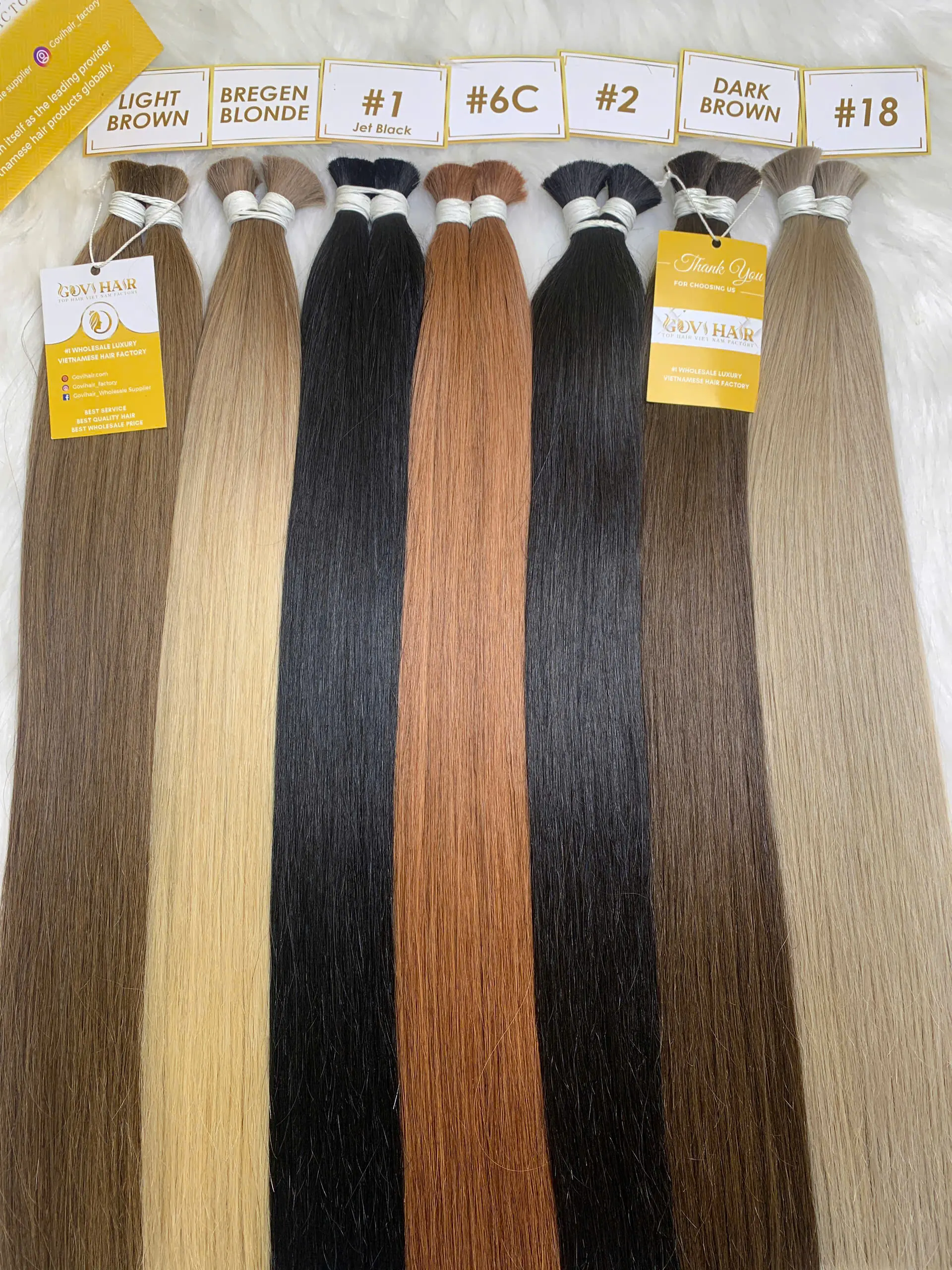 Bulk Hair Extensions #18 Color Premium Vietnamese Hair