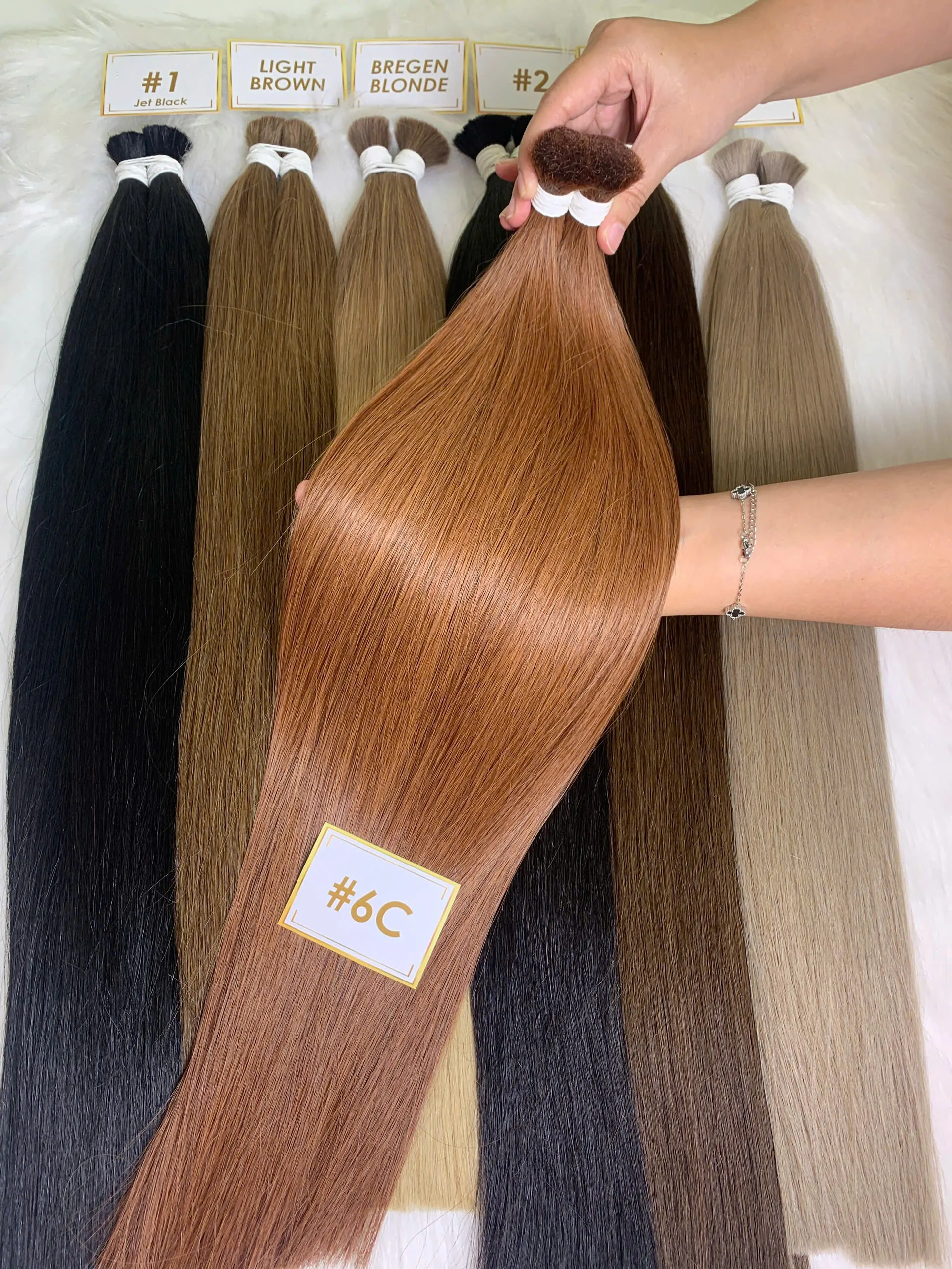 Bulk Hair Extensions #6 Color Premium Vietnamese Hair