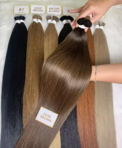 Bulk Hair Extensions Dark Brown Color Premium Vietnamese Hair