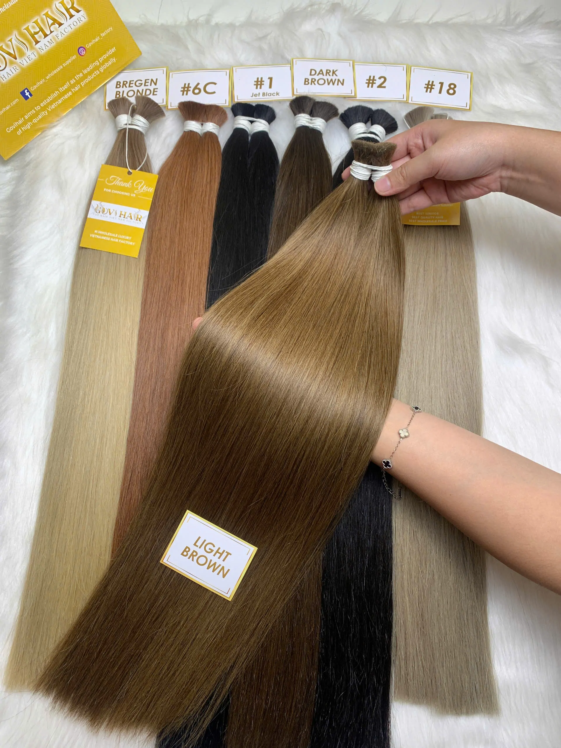 Straight Bulk Human Hair for Braiding 24 Inch Light Brown Color 1 Bulk Hair Extension Light Brown Color Wholesale Vietnamese Hair