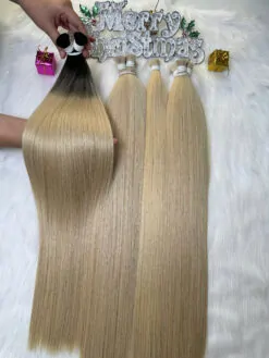 Bulk Hair Ombre Blonde Color Vietnamese Hair Extensions