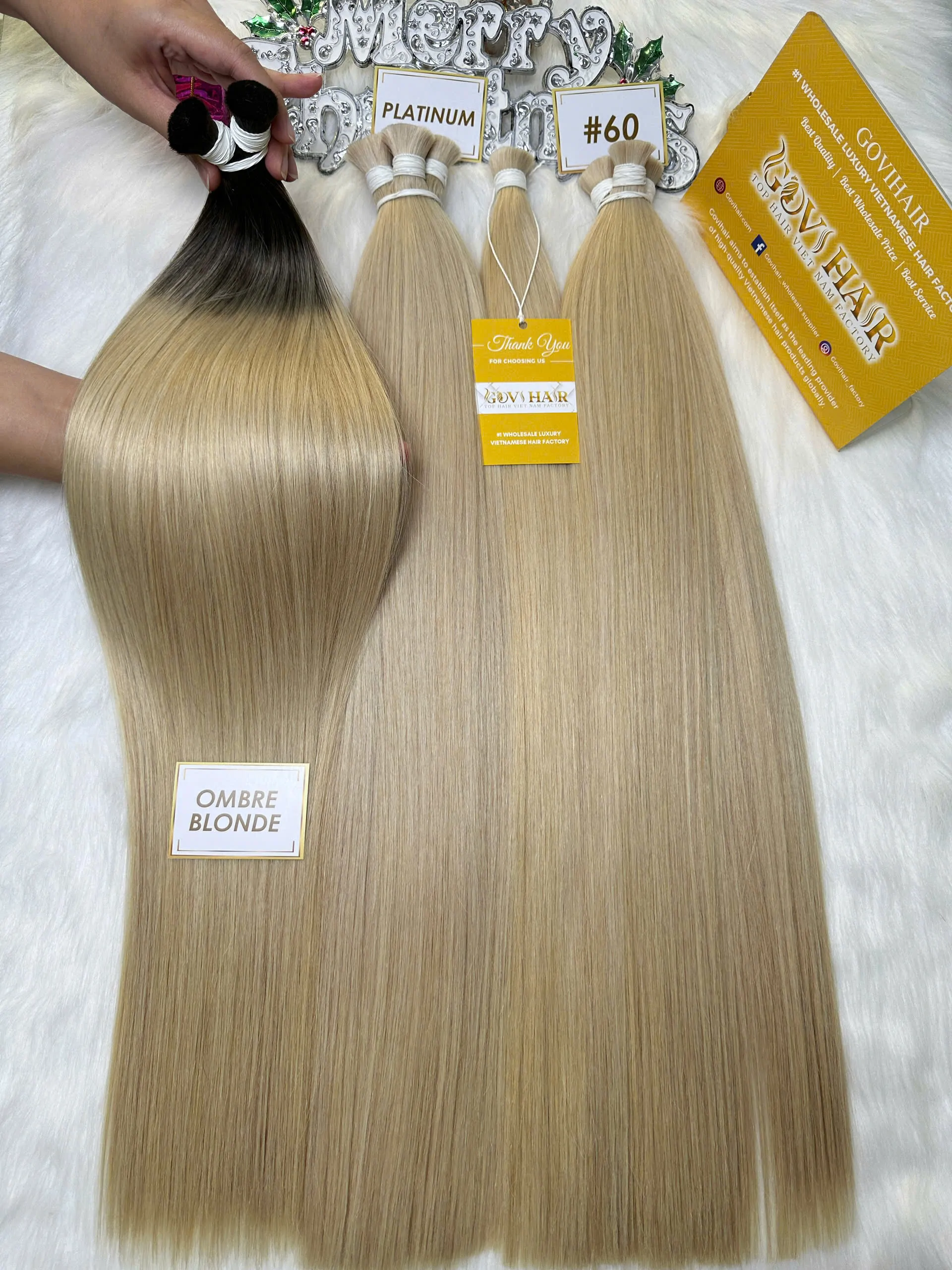 Straight Bulk Human Hair for Braiding Ombre Blonde Color
