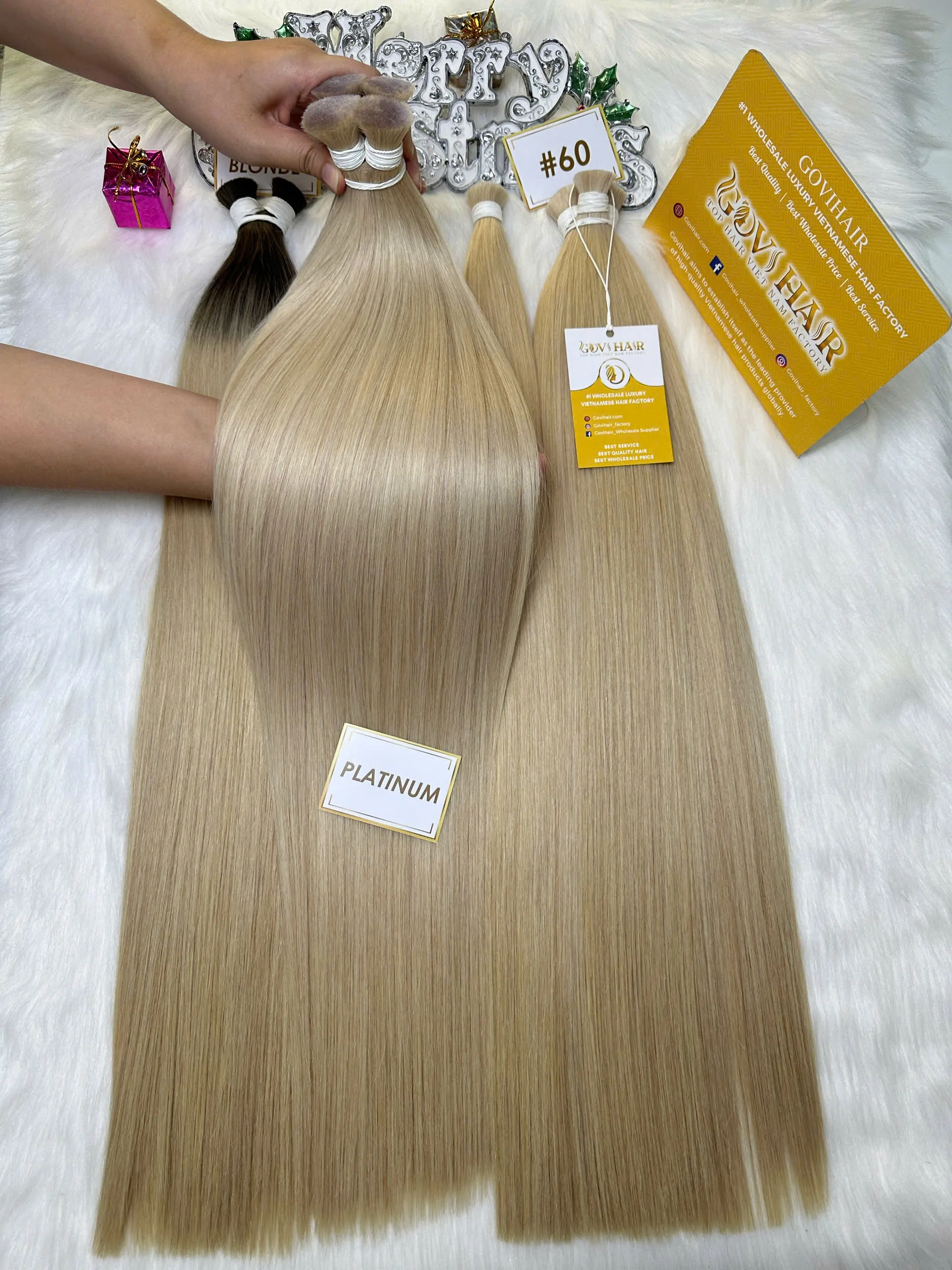 Straight Bulk Human Hair for Braiding Platinum