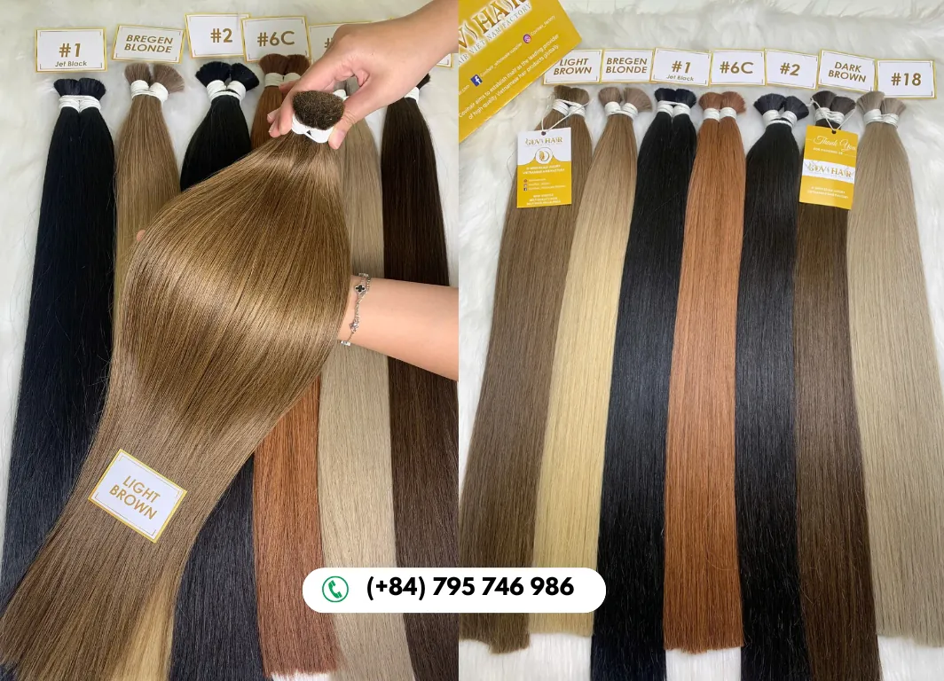 Straight Bulk Human Hair for Braiding 24 Inch Light Brown Color 8 Choose Govihair Light Brown Bulk Hair for Premium Quality and Lasting Beauty