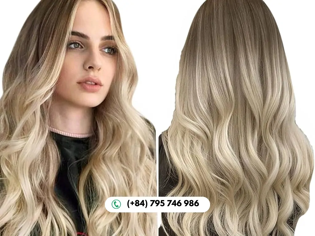 Raw Vietnamese Clip In Hair Extensions Ombre Blonde Color