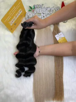 Double Layer Genius Weft Hair Extensions Natural Color Vietnamese Hair