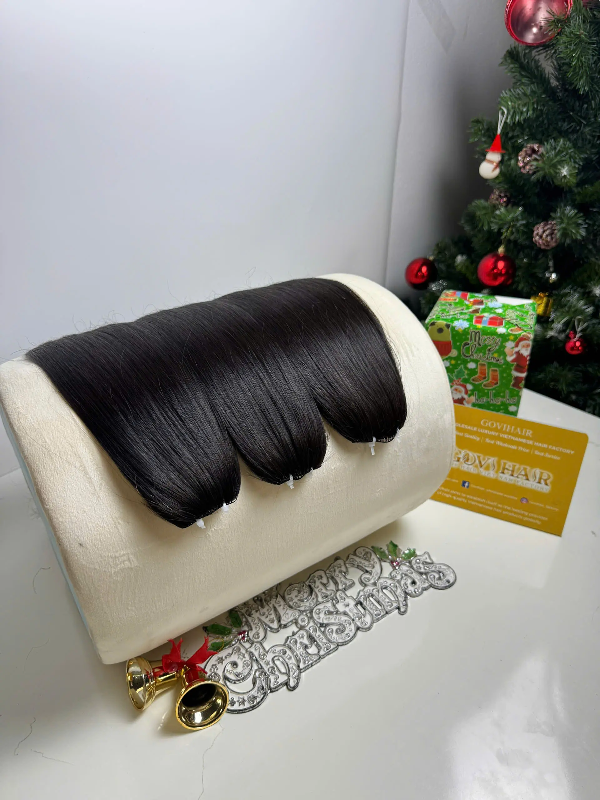 20 Inch Straight #1B Natural Black Color Feather Weft Hair Extensions for Salon - Image 4