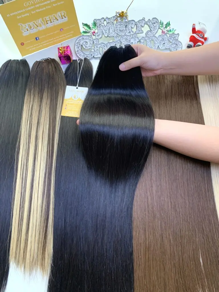 Feather Weft Hair Extensions Natural Color Raw Vietnam Hair