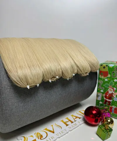 Feather Weft Hair Extensions Platinum Color 100% Human Hair