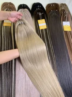 Feather Weft Hair Extensions Platinum Color