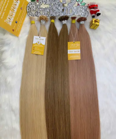 20 Inch Straight #60 Blonde Color Flat Tip Hair Extensions Pre-Bonded Keratin 7 Flat Tip Hair Extensions Blonde Color Raw Vietnamese Hair