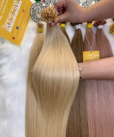 Flat Tip Hair Extensions Blonde Color Raw Vietnamese Hair