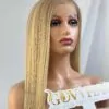 Straight Human Hair Full Lace Wig 18 Inch 180% Density Blonde Color 11 Human Hair Full Lace Wigs Blonde Color.
