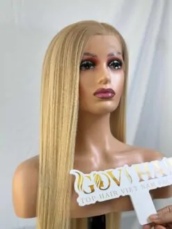 Human Hair Full Lace Wigs Blonde Color.