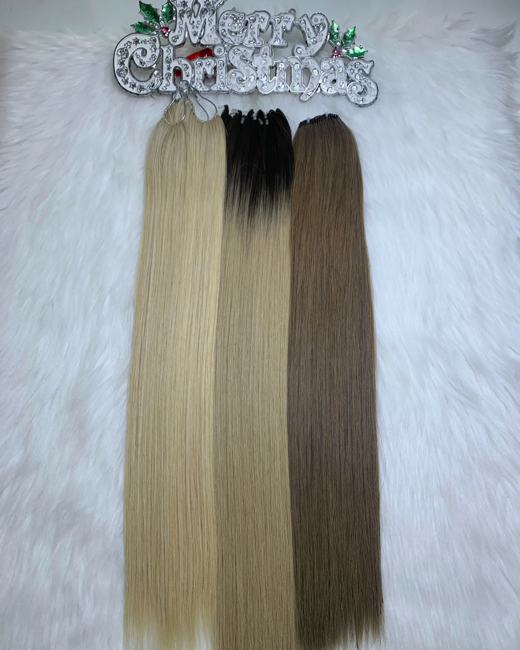 26 Inch Straight Ombre Blonde Color H6 Feather Hair Extensions Lightweight 3 H6 Feather Hair Extensions Ombre Blonde Color Vietnamese Hair