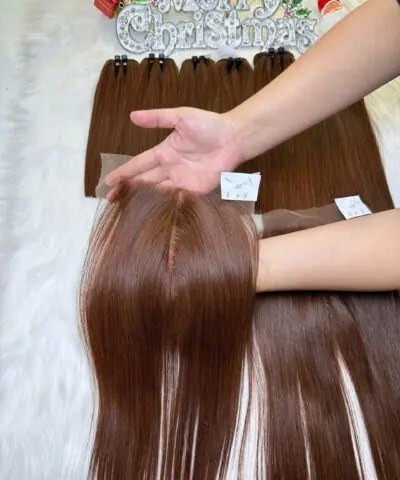 HD Lace Closure 5x5 Dark Brown Color Vietnamese Hair Bone Straight